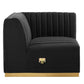 Modway Conjure Channel Tufted Upholstered Performance Velvet Sectional Sofa Right Corner Chair in Gold Black MDY-EEI-5506-GLD-BLK