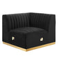 Modway Conjure Channel Tufted Upholstered Performance Velvet Sectional Sofa Right Corner Chair in Gold Black