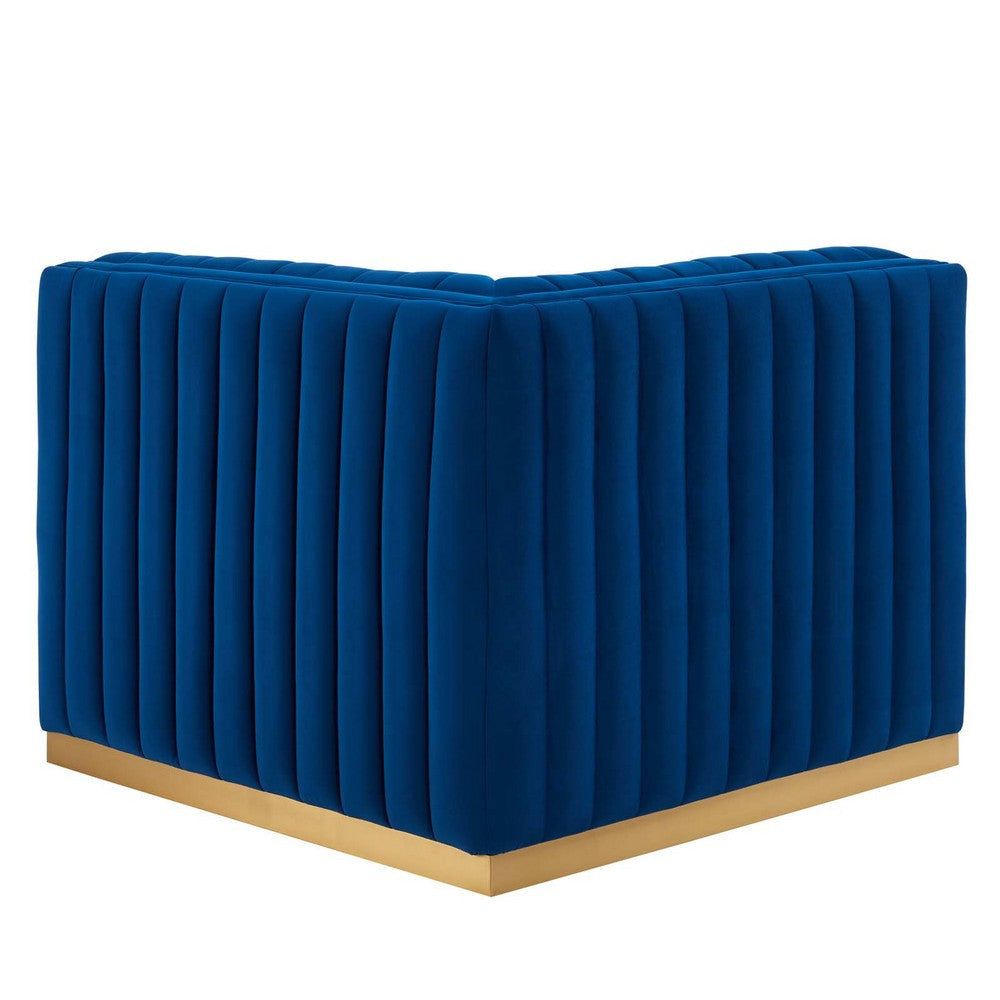 Modway Conjure Channel Tufted Performance Velvet Right Corner Chair in Gold/Navy MDY-EEI-5506-GLD-NAV