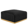 Modway EEI-5507-GLD-BLK Conjure Channel Tufted Performance Velvet Ottoman, Gold Black