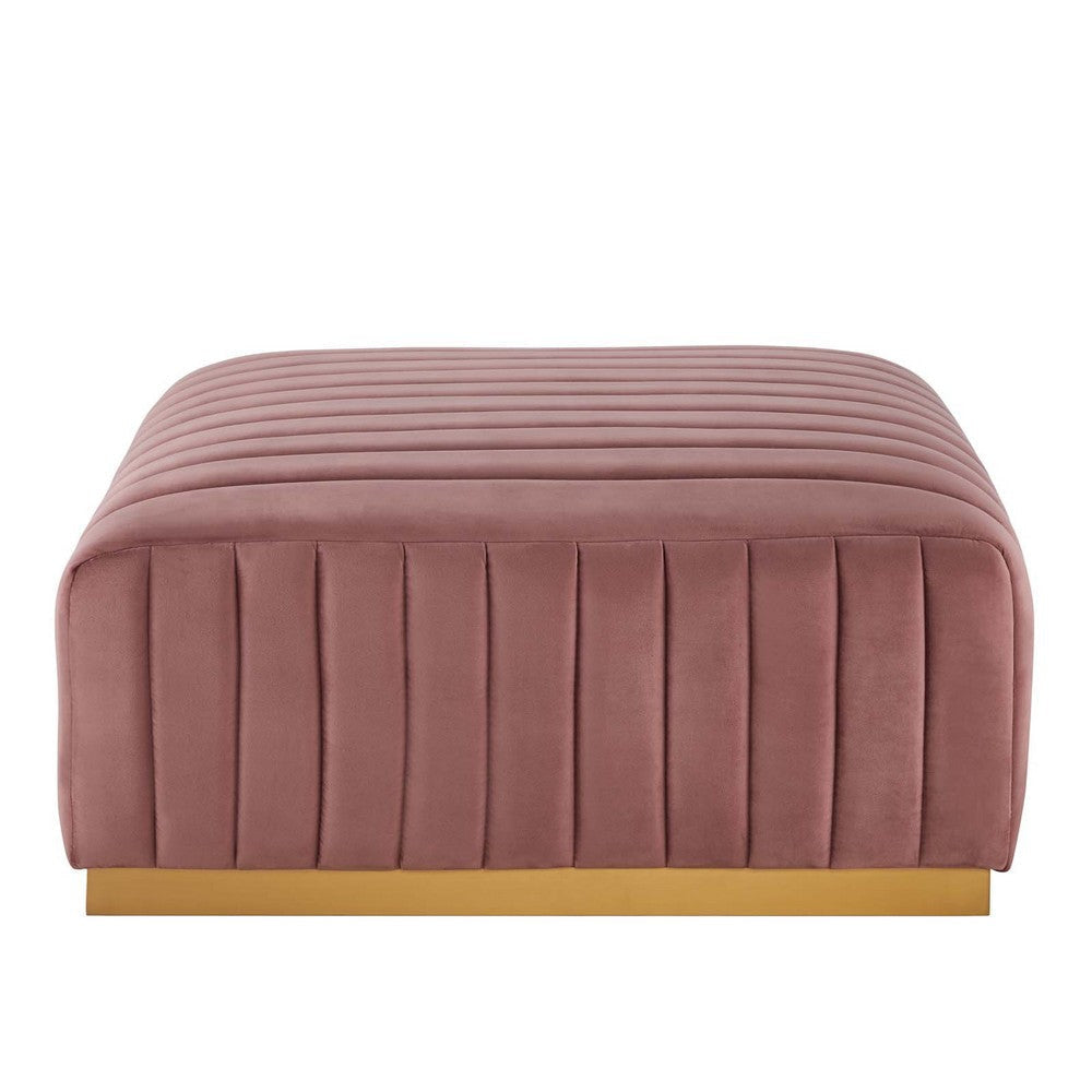 Modway Conjure Channel Tufted Performance Velvet Ottoman in Gold/Dusty Rose MDY-EEI-5507-GLD-DUS