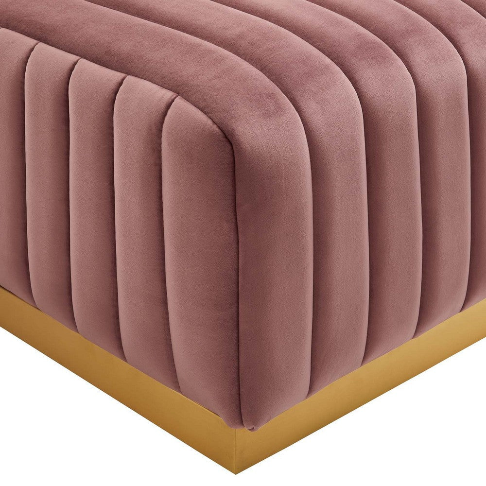 Modway Conjure Channel Tufted Performance Velvet Ottoman in Gold/Dusty Rose MDY-EEI-5507-GLD-DUS