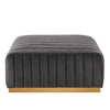 Conjure Channel Tufted Performance Velvet Ottoman - No Shipping Charges MDY-EEI-5507-GLD-BLK