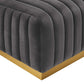 Modway EEI-5507-GLD-GRY Conjure Channel Tufted Performance Velvet Ottoman Gold Gray MDY-EEI-5507-GLD-GRY