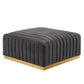 Modway EEI-5507-GLD-GRY Conjure Channel Tufted Performance Velvet Ottoman, Gold Gray