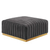 Modway EEI-5507-GLD-GRY Conjure Channel Tufted Performance Velvet Ottoman, Gold Gray