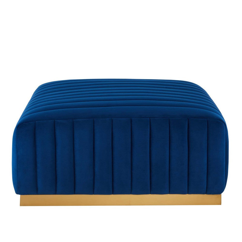 Modway Conjure Channel Tufted Performance Velvet Ottoman in Gold/Navy MDY-EEI-5507-GLD-NAV