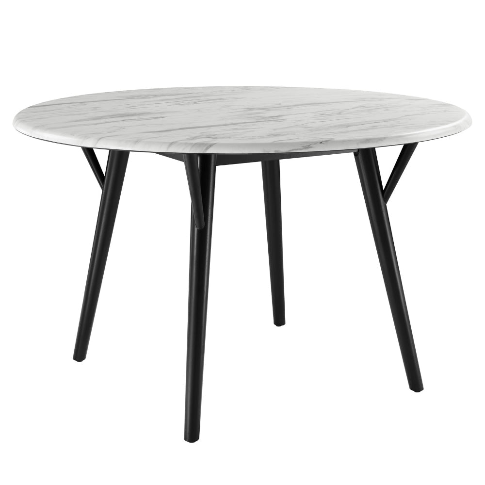 Modway Gallant Round Performance Dining Table, 50" Artificial Marble, Black White-50