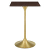 Modway Lippa Bar Table, 28 Inch, Gold Cherry Walnut