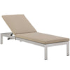 Modway Shore Aluminum Outdoor Patio Chaise Poolside Lounge Chair with Cushion, Beige