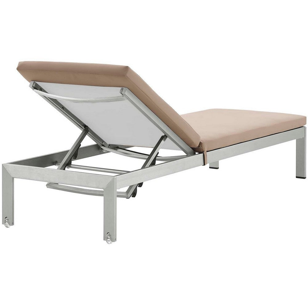 Shore Outdoor Patio Aluminum Chaise with Cushions - No Shipping Charges MDY-EEI-5547-SLV-BEI