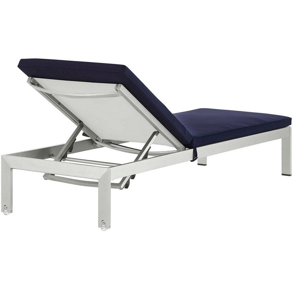 Shore Outdoor Patio Aluminum Chaise with Cushions - No Shipping Charges MDY-EEI-5547-SLV-BEI