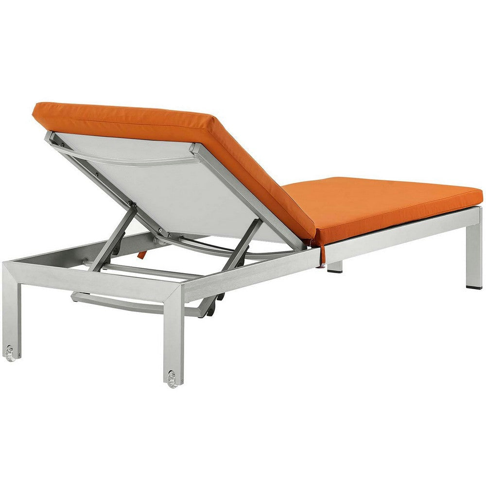 Shore Outdoor Patio Aluminum Chaise with Cushions - No Shipping Charges MDY-EEI-5547-SLV-BEI