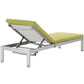 Modway Shore Aluminum Outdoor Patio Chaise Poolside Lounge Chair with Cushion Peridot MDY-EEI-5547-SLV-PER