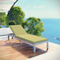 Modway Shore Aluminum Outdoor Patio Chaise Poolside Lounge Chair with Cushion Peridot MDY-EEI-5547-SLV-PER