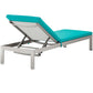 Modway Shore Aluminum Outdoor Patio Chaise Poolside Lounge Chair with Cushion Turquoise MDY-EEI-5547-SLV-TRQ