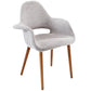 Modway Aegis Mid-Century Modern Upholstered Fabric Dining Chair with Wood Legs in Light Gray