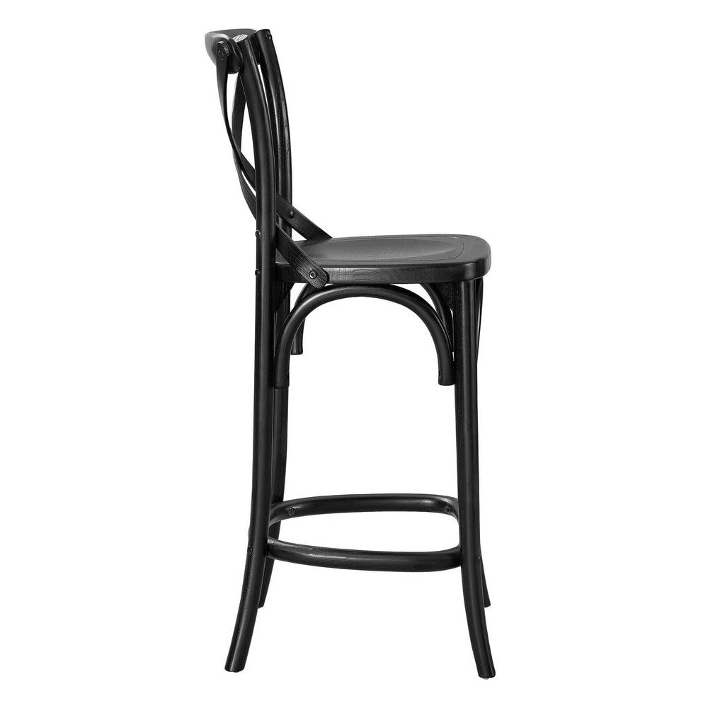 Modway Gear X-Back Wood Counter Bar Stool in Black MDY-EEI-5562-BLK