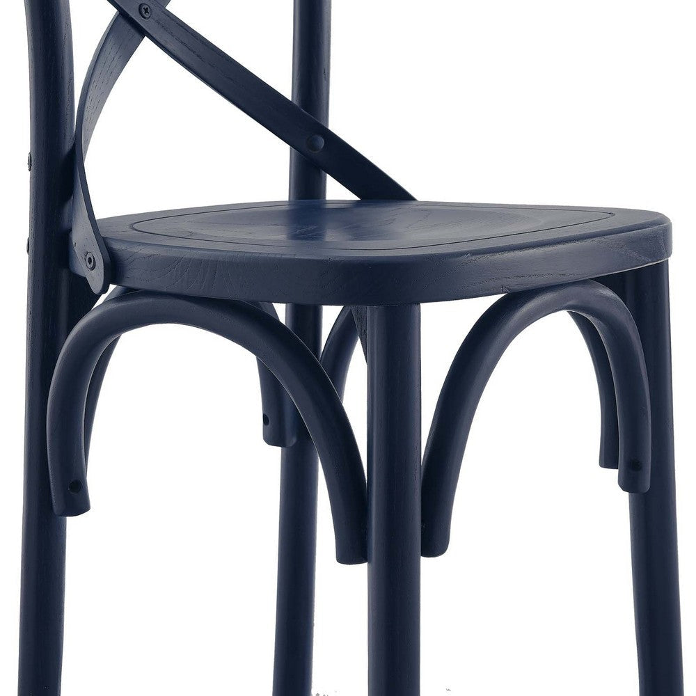 Modway Gear X-Back Wood Counter Bar Stool in Midnight Blue MDY-EEI-5562-MID