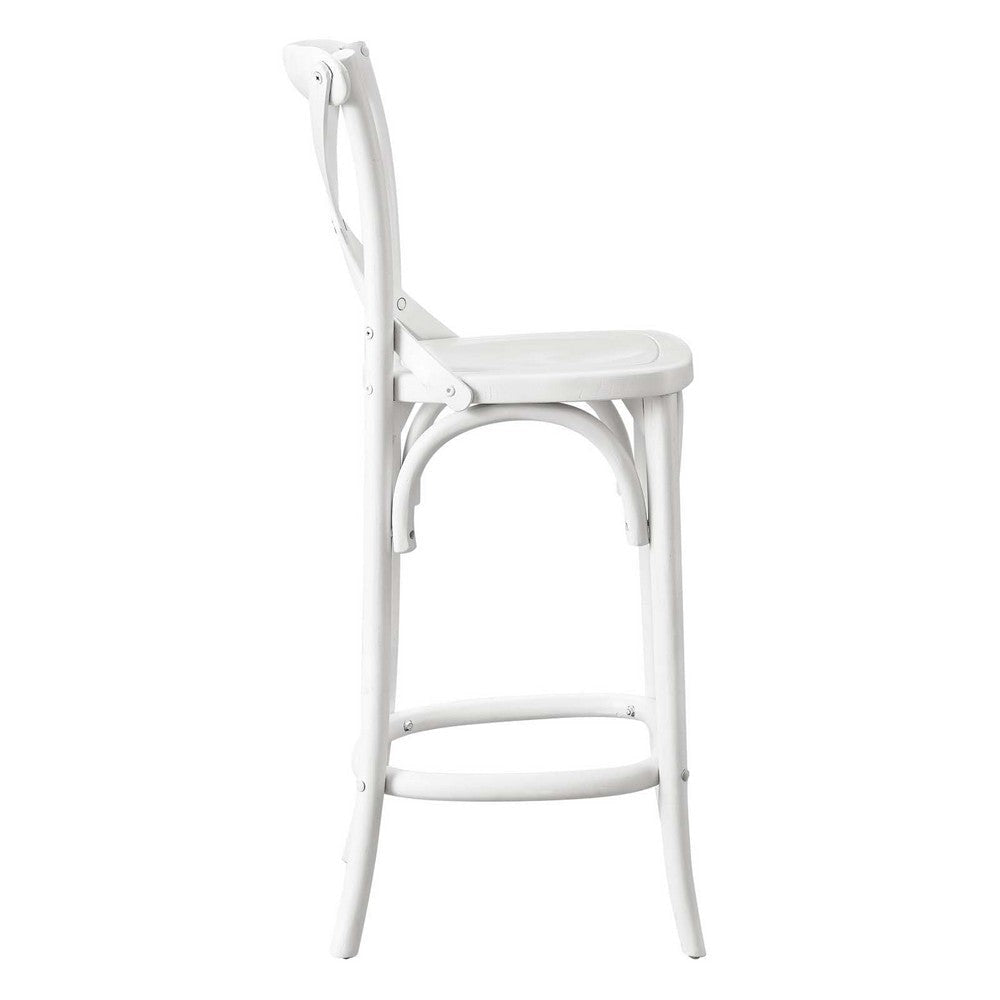 Modway Gear X-Back Wood Counter Bar Stool in White MDY-EEI-5562-WHI