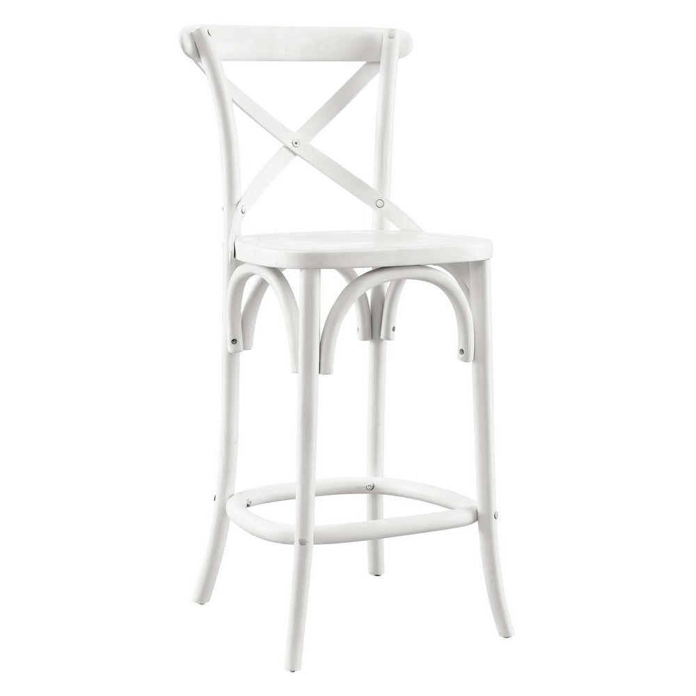 Modway Gear X-Back Wood Counter Bar Stool in White