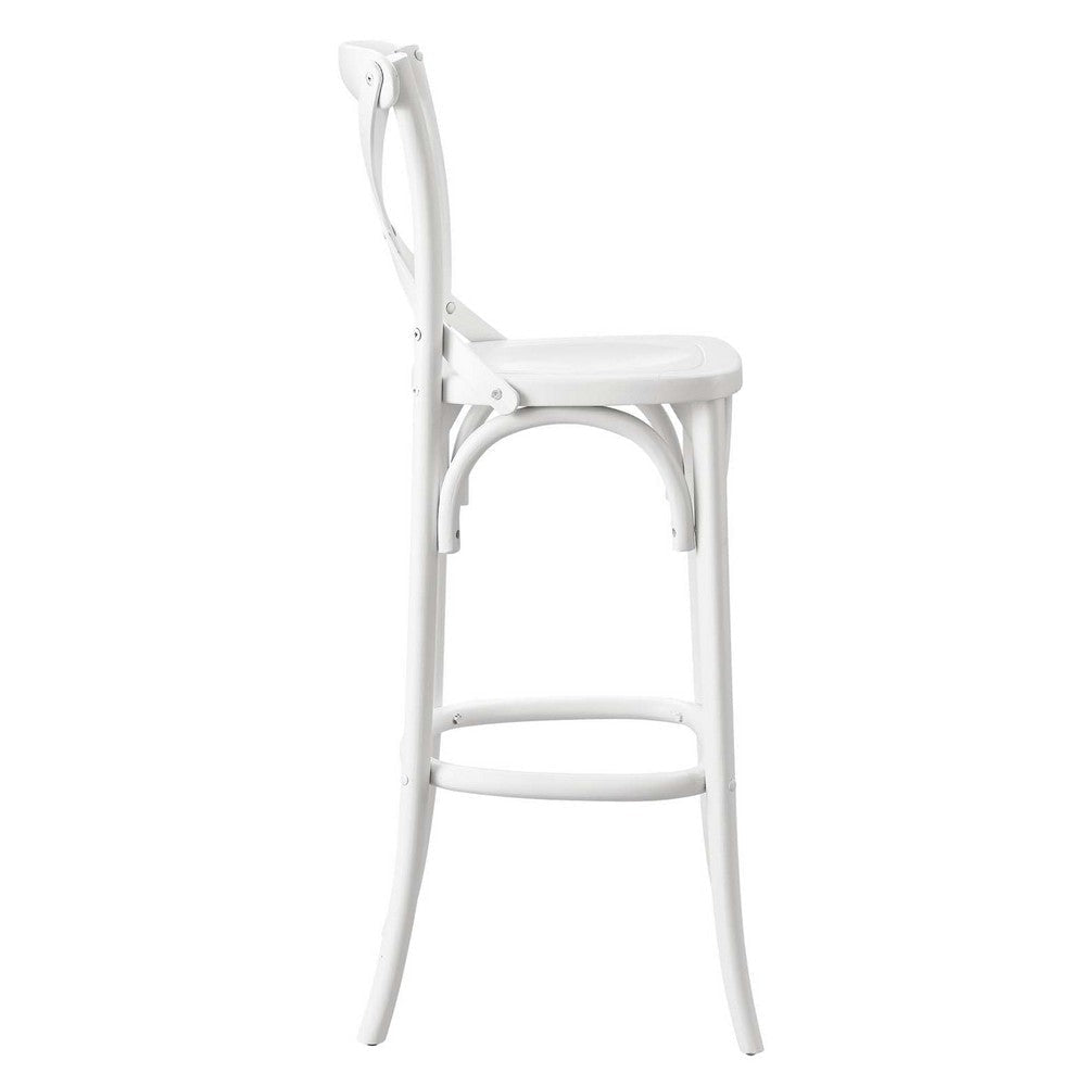 Modway Gear X-Back Wood Bar Stool in White MDY-EEI-5563-WHI