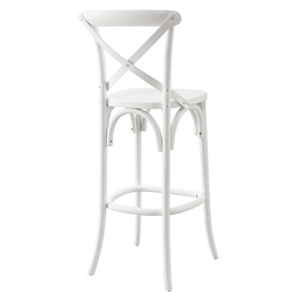 Modway Gear X-Back Wood Bar Stool in White MDY-EEI-5563-WHI