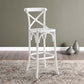 Modway Gear X-Back Wood Bar Stool in White MDY-EEI-5563-WHI