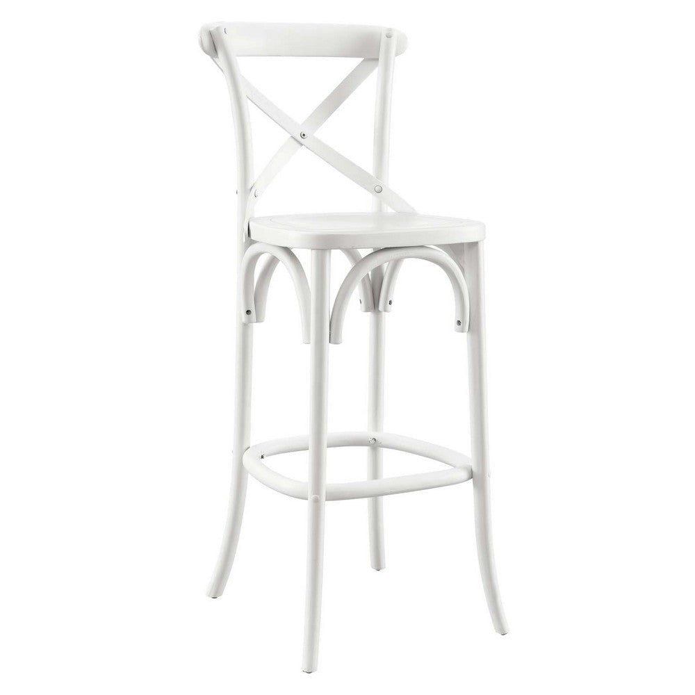 Modway Gear X-Back Wood Bar Stool in White MDY-EEI-5563-WHI