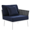 Modway Stance Outdoor Patio Woven Rope Aluminum Sectional Sofa, Right-Facing Armchair, White Navy