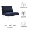 Modway Stance Outdoor Patio Woven Rope Aluminum Sectional Sofa Armless Chair White Navy MDY-EEI-5568-WHI-NAV