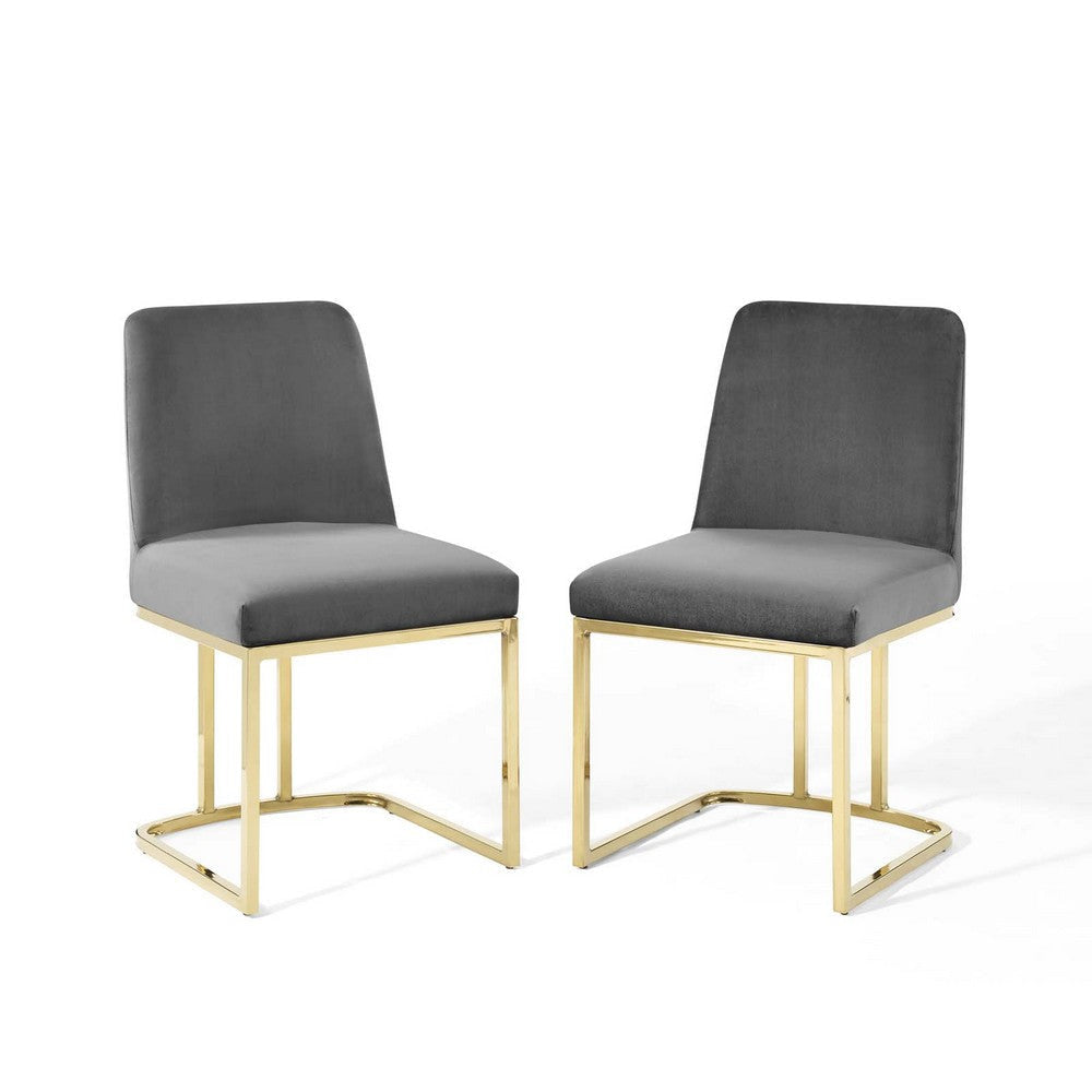 Modway Amplify Dining Chair, Set of 2, Gold Gray