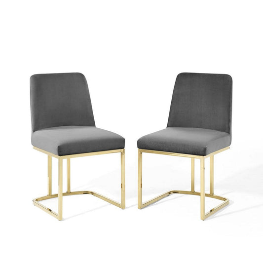 Modway Amplify Dining Chair, Set of 2, Gold Gray