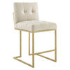 Modway EEI-5571-GLD-BEI Privy Counter Stool Upholstered Fabric Set of 2 Gold Beige MDY-EEI-5571-GLD-BEI