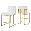 Modway EEI-5571-GLD-WHI Privy Counter Stool Upholstered Fabric Set of 2, Gold White