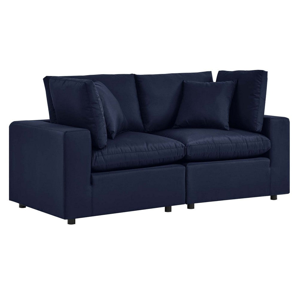 Modway EEI-5576-NAV Commix Overstuffed Outdoor Patio Loveseat Navy MDY-EEI-5576-NAV