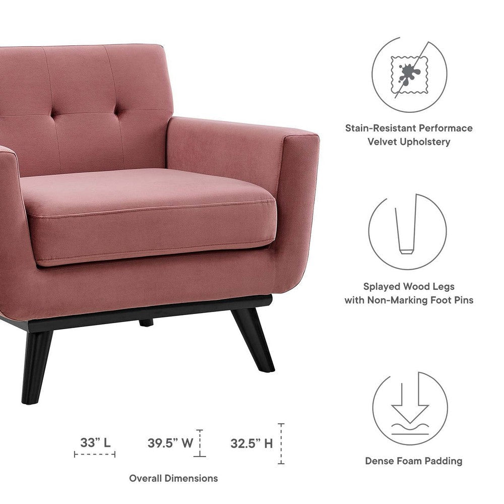 Modway Engage Performance Velvet Armchair Dusty Rose MDY-EEI-5598-DUS