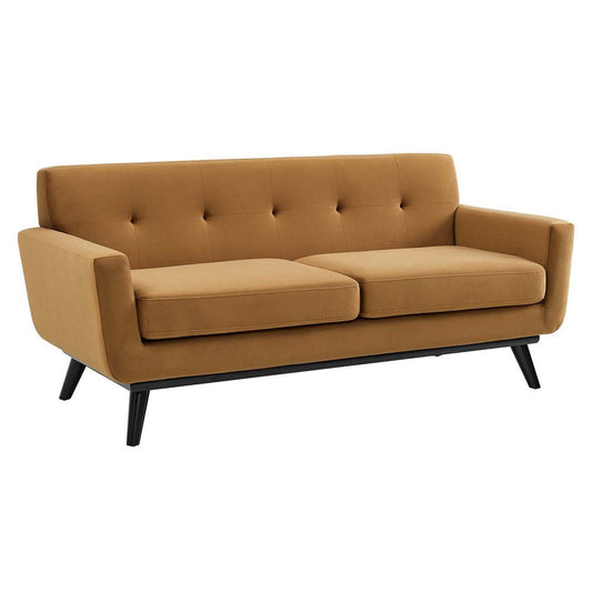 Modway Engage Performance Velvet Loveseat, Cognac