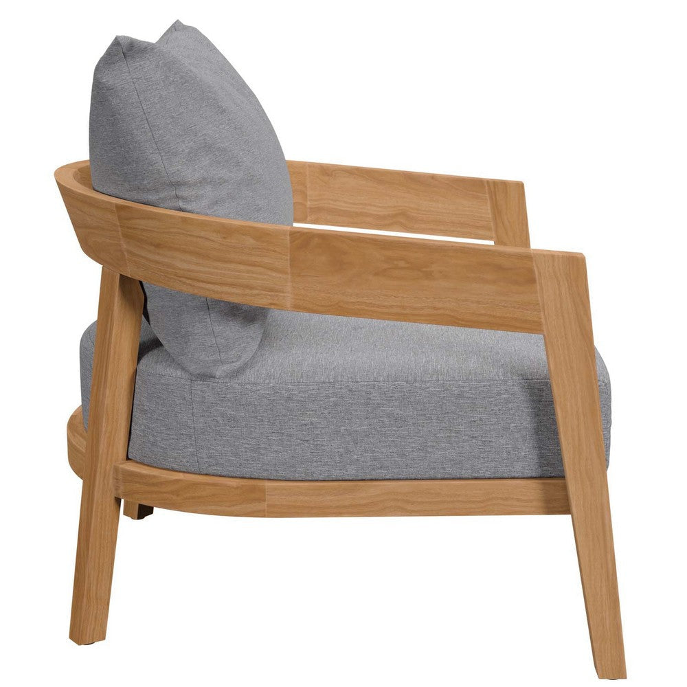 Modway Brisbane Teak Wood Armchair Natural Gray MDY-EEI-5602-NAT-GRY