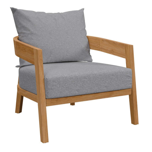 Modway Brisbane Teak Wood Armchair, Natural Gray