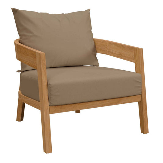 Modway Brisbane Teak Wood Armchair, Natural Light Brown