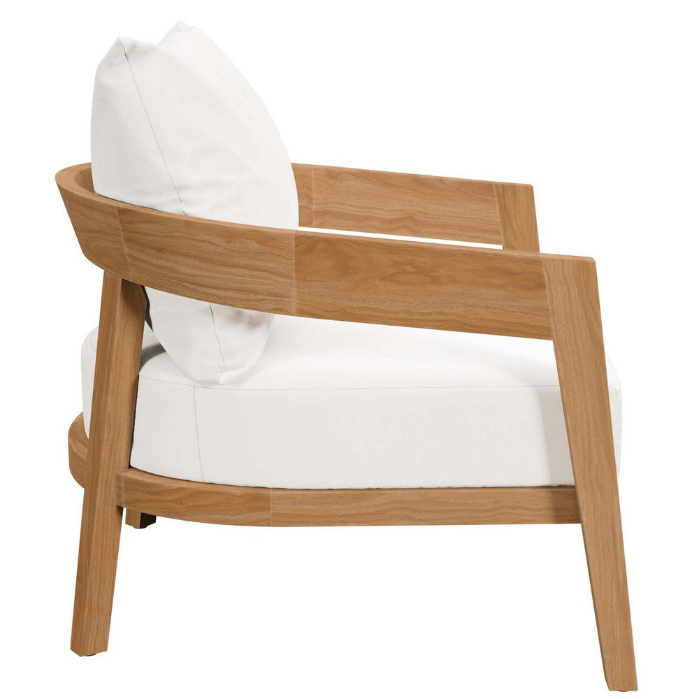 Modway Brisbane Teak Wood Armchair Natural White MDY-EEI-5602-NAT-WHI