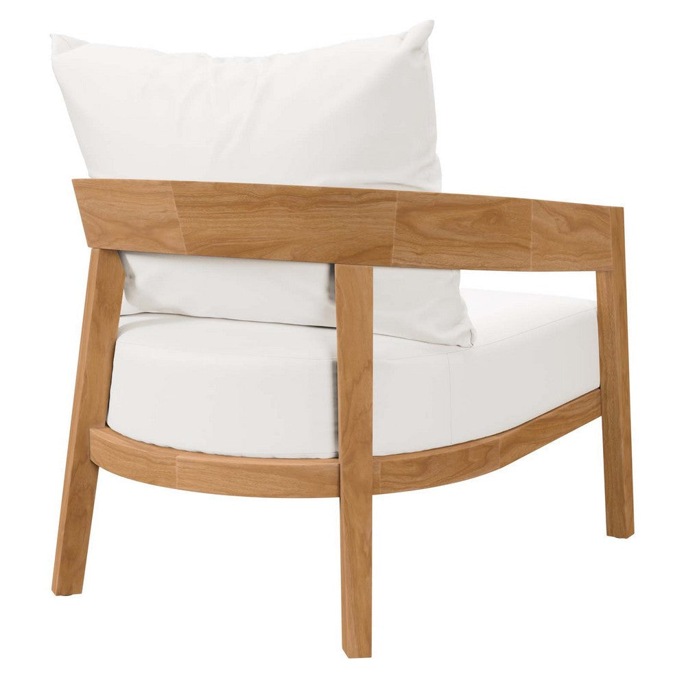 Modway Brisbane Teak Wood Armchair Natural White MDY-EEI-5602-NAT-WHI