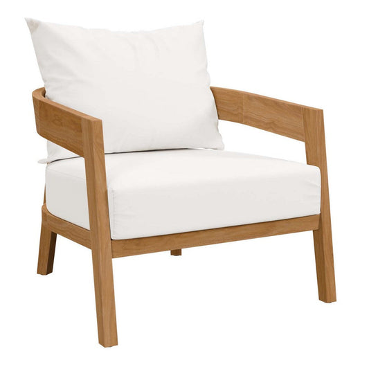 Modway Brisbane Teak Wood Armchair, Natural White