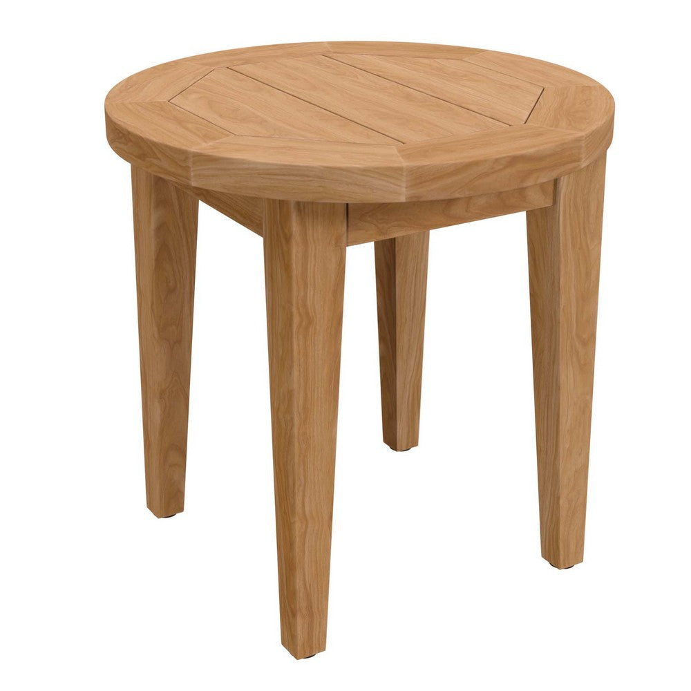 Modway Brisbane Teak Wood Outdoor Patio Table in Natural, Side table-21.5" L X 21.5" W X 17.5" H