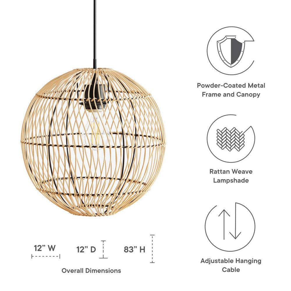 Nurture Rattan Pendant Light - No Shipping Charges MDY-EEI-5612-NAT