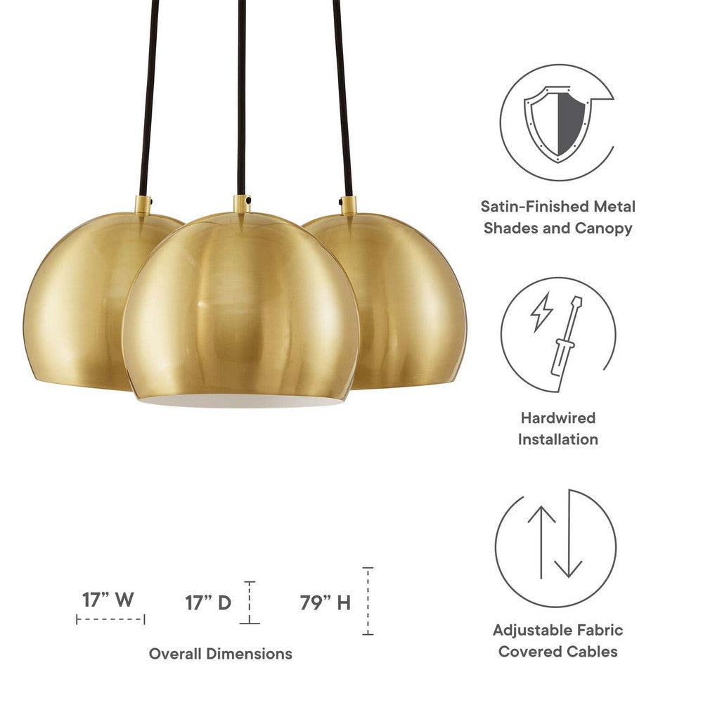 Modway Chalice 3-Light Metal Pendant in Satin Brass MDY-EEI-5614-SBR