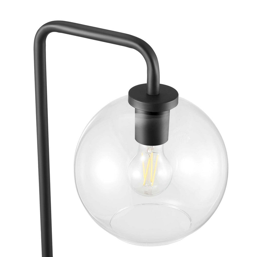 Modway Silo Glass Globe Glass and Metal Floor Lamp in Black