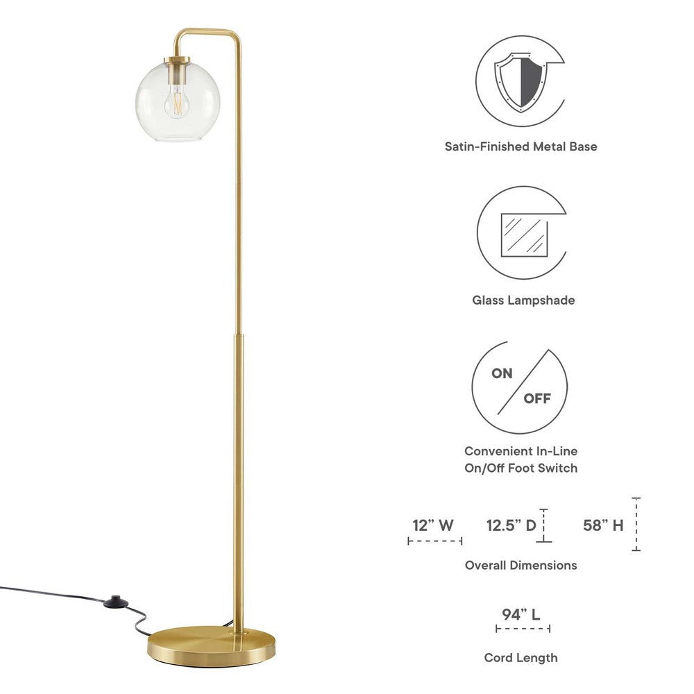 Modway Silo Glass Globe Glass and Metal Floor Lamp in Satin Brass MDY-EEI-5616-SBR