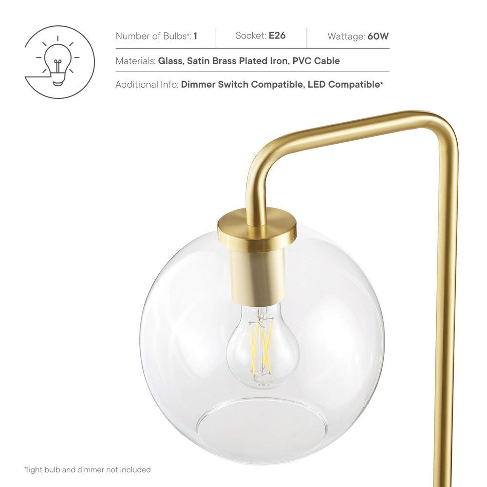 Modway Silo Glass Globe Glass and Metal Floor Lamp in Satin Brass MDY-EEI-5616-SBR